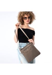 Wittchen - Damska listonoszka z nylonu z regulowaną głębokością szarobeżowa. Kolor: beżowy. Wzór: haft. Dodatki: z haftem. Styl: casual, elegancki #5