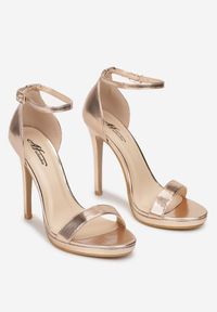Born2be - Szampańskie Sandały na Szpilce z Otwartym Noskiem Aisits. Nosek buta: otwarty. Zapięcie: pasek. Kolor: złoty. Obcas: na szpilce. Styl: klasyczny #5