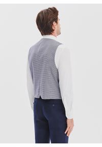 Pako Lorente - PAKO LORENTE - Granatowa dwurzędowa kamizelka w drobną kratę. Okazja: na co dzień. Kolor: niebieski. Materiał: poliester, wiskoza. Wzór: kratka. Styl: casual #6