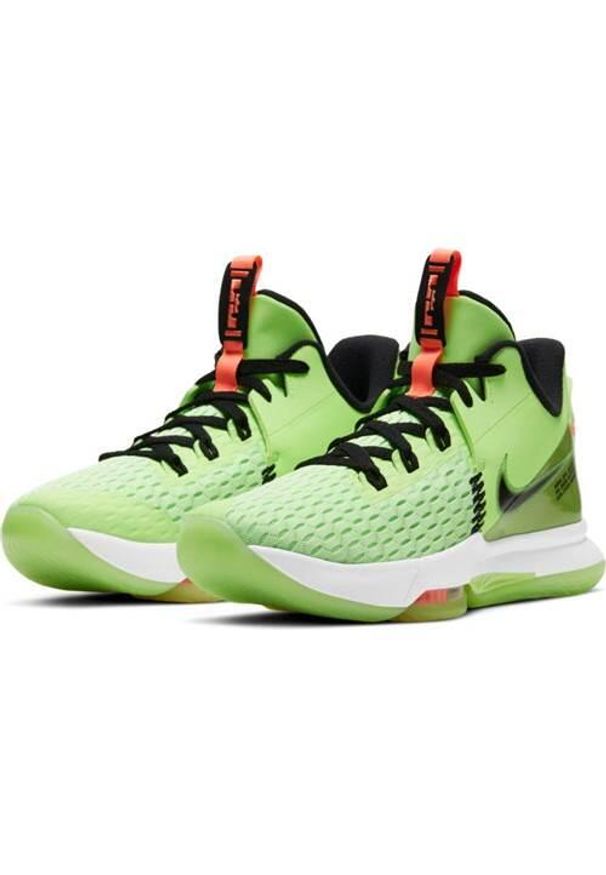 Buty koszykarskie męskie Nike Lebron Witness V Volt. Zapięcie: sznurówki. Kolor: zielony. Materiał: materiał. Szerokość cholewki: normalna. Sport: koszykówka