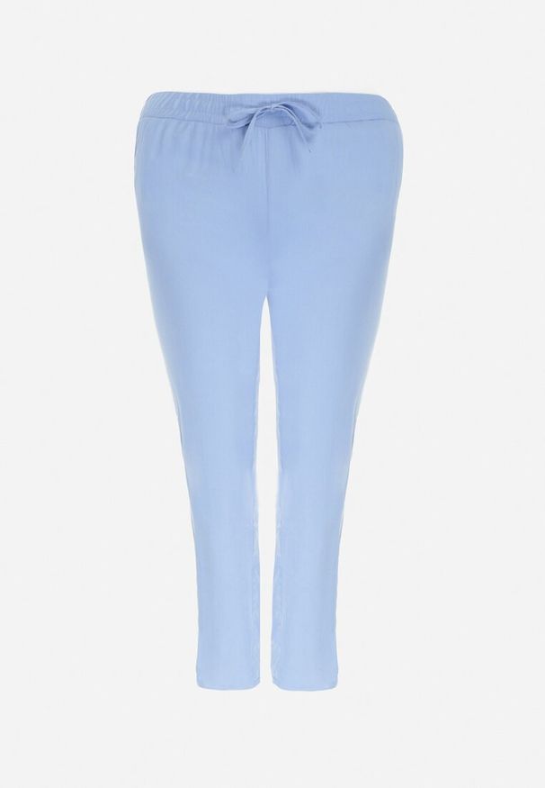 Born2be - Niebieskie Materiałowe Spodnie z Gumką w Talii Airiana. Okazja: na co dzień. Kolekcja: plus size. Kolor: niebieski. Materiał: materiał. Styl: elegancki, klasyczny, casual