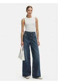 TOMMY HILFIGER - Tommy Hilfiger Top WW0WW47806 Écru Slim Fit. Kolor: kremowy. Materiał: bawełna #2