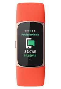 Opaska sportowa Fitbit by Google Charge 6 złota koperta / koralowy pasek. Kolor: wielokolorowy, pomarańczowy, złoty. Styl: sportowy #7