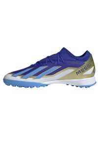 Adidas - Buty adidas X Crazyfast League Messi Tf ID0718 niebieskie. Zapięcie: sznurówki. Kolor: niebieski. Materiał: syntetyk, materiał, guma, włókno, dzianina. Szerokość cholewki: normalna. Wzór: ze splotem. Sport: piłka nożna #5