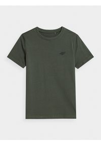 4F JUNIOR - T-shirt gładki chłopięcy. Kolor: oliwkowy, brązowy, wielokolorowy. Materiał: bawełna. Wzór: gładki