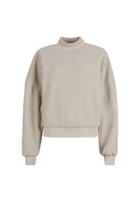 Urban Classics - Bluza Damska Sherpa Z Kołnierzem Stojącym. Kolor: beżowy