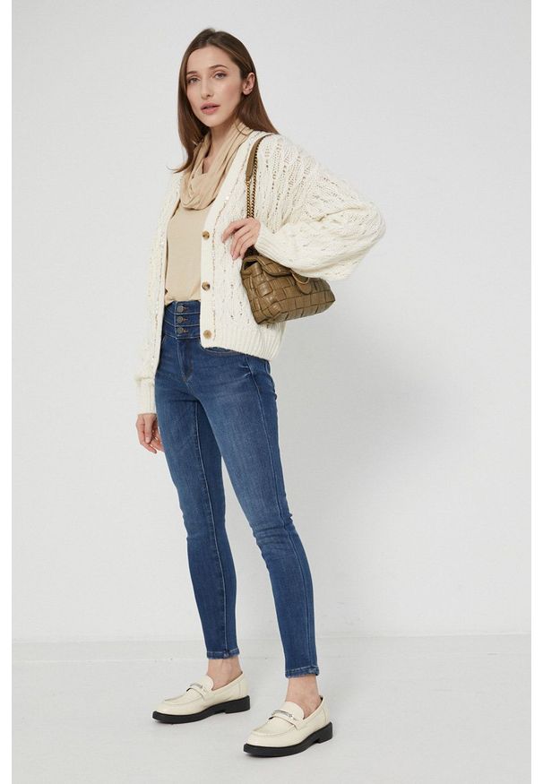 Lauren Ralph Lauren - Bluza. Typ kołnierza: kaptur. Kolor: beżowy. Materiał: dzianina. Wzór: aplikacja