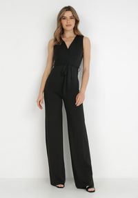 Born2be - Czarny Kombinezon Chionadina. Kolor: czarny. Materiał: materiał. Długość rękawa: bez rękawów. Długość: długie. Wzór: gładki. Styl: elegancki #5