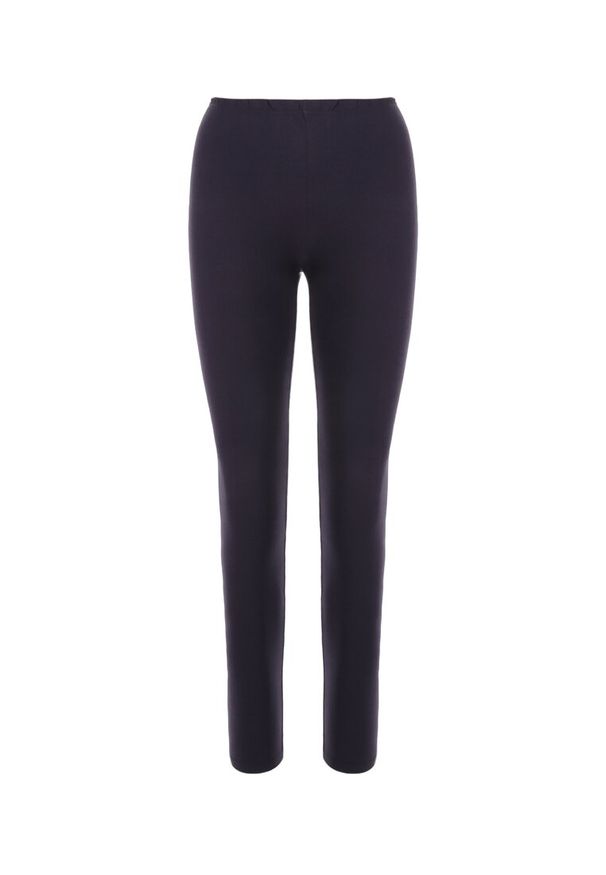 Born2be - Granatowe Legginsy Phaelosa. Okazja: na co dzień. Kolor: niebieski. Materiał: materiał, bawełna. Długość: długie. Wzór: gładki. Styl: casual, sportowy