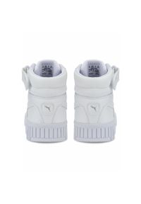 Puma - Damskie sneakersy Carina 2.0 Mid PUMA White Silver Gray. Okazja: na plażę. Kolor: biały, wielokolorowy, szary. Materiał: guma, materiał, syntetyk. Sezon: lato