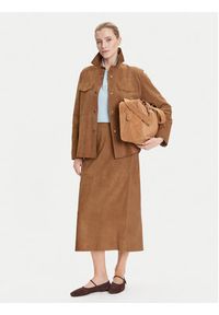 MAX&Co. Kurtka skórzana Stallo 2526446011200 Brązowy Loose Fit. Kolor: brązowy. Materiał: skóra #4
