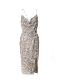 AGGI - Srebrna sukienka cekinowa Kim. Kolor: srebrny. Długość rękawa: na ramiączkach. Typ sukienki: kopertowe. Długość: midi #4