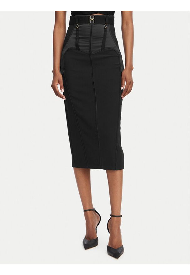 Elisabetta Franchi Spódnica ołówkowa GO-148-62E2-V440 Czarny Slim Fit. Kolor: czarny. Materiał: syntetyk