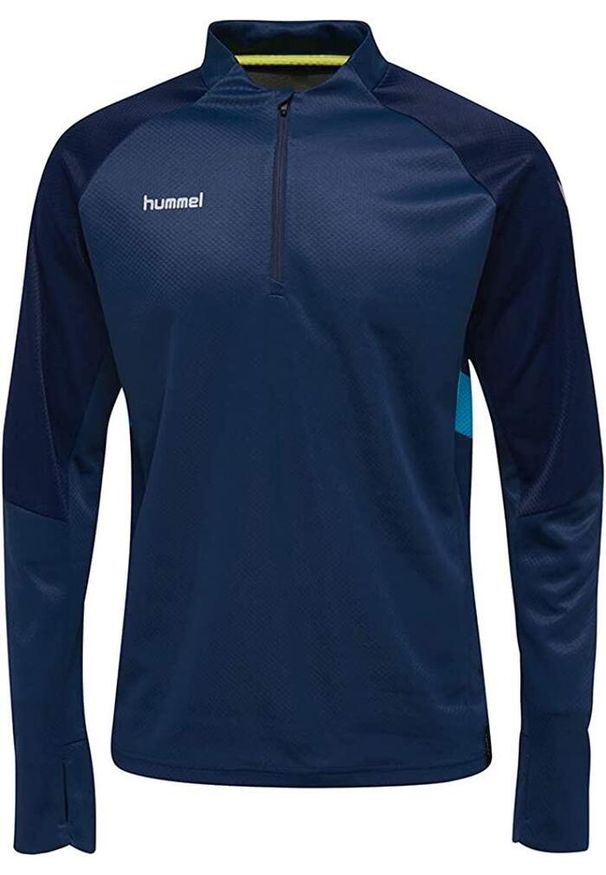 Bluza Hummel Tech Move Half Zip dla mężczyzn - Niebieska. Typ kołnierza: kaptur. Kolor: niebieski. Materiał: elastan, poliester, poliamid. Sport: piłka nożna