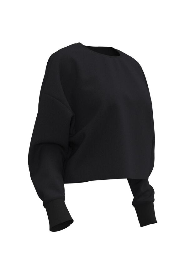 DOMYOS - Bluza damska Domyos Gym & Pilates crop. Kolor: czarny. Materiał: dzianina, włókno, materiał, bawełna. Długość: krótkie. Sport: joga i pilates