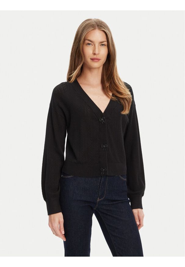 Guess Kardigan W5YR01 Z2ZK2 Czarny Regular Fit. Kolor: czarny. Materiał: wiskoza