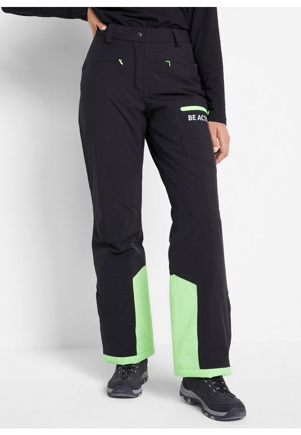 bonprix - Spodnie narciarskie ocieplane i nieprzemakalne, ze śniegołapem, Straight. Kolor: czarny
