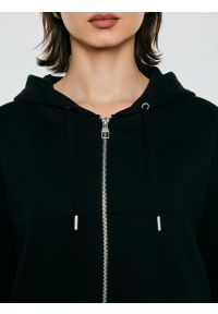 Big-Star - Bluza damska z kapturem rozpinana czarna Selina 906. Okazja: na co dzień. Typ kołnierza: kaptur. Kolor: czarny. Materiał: dzianina. Wzór: ze splotem. Styl: casual #8