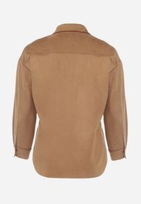 Born2be - Brązowa Koszula Zapinana na Metaliczne Napy Eminasette. Kolor: brązowy