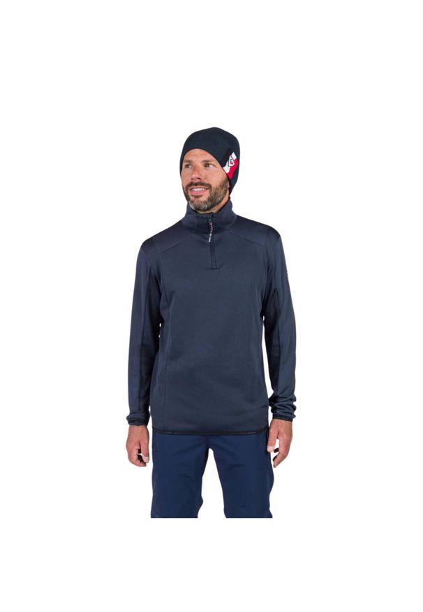Bluza Rossignol męska Diretta Fleece HZ granatowa. Kolor: niebieski