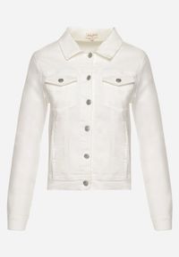 Born2be - Biała Bawełniana Kurtka Jeansowa Zapinana na Metalowe Guziki Auratia. Okazja: na co dzień, na spacer. Kolor: biały. Materiał: bawełna, jeans. Długość rękawa: długi rękaw. Długość: długie. Styl: klasyczny, casual #6