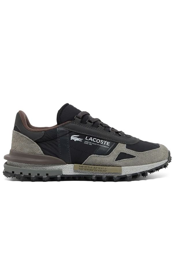 Buty męskie Lacoste Elite Active 750SMA0078-YH2 - szare. Zapięcie: sznurówki. Kolor: szary. Materiał: guma, skóra, zamsz, materiał, syntetyk, nylon. Szerokość cholewki: normalna