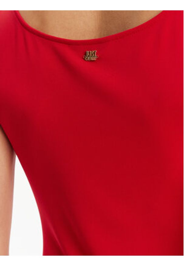 Just Cavalli Sukienka codzienna 78PAO907 Czerwony Slim Fit. Okazja: na co dzień. Kolor: czerwony. Materiał: syntetyk. Typ sukienki: proste. Styl: casual