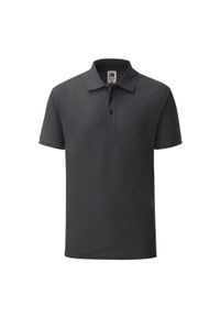 FRUIT OF THE LOOM - Koszulka Polo Męska Dopasowana. Typ kołnierza: polo. Kolor: szary. Materiał: poliester, bawełna