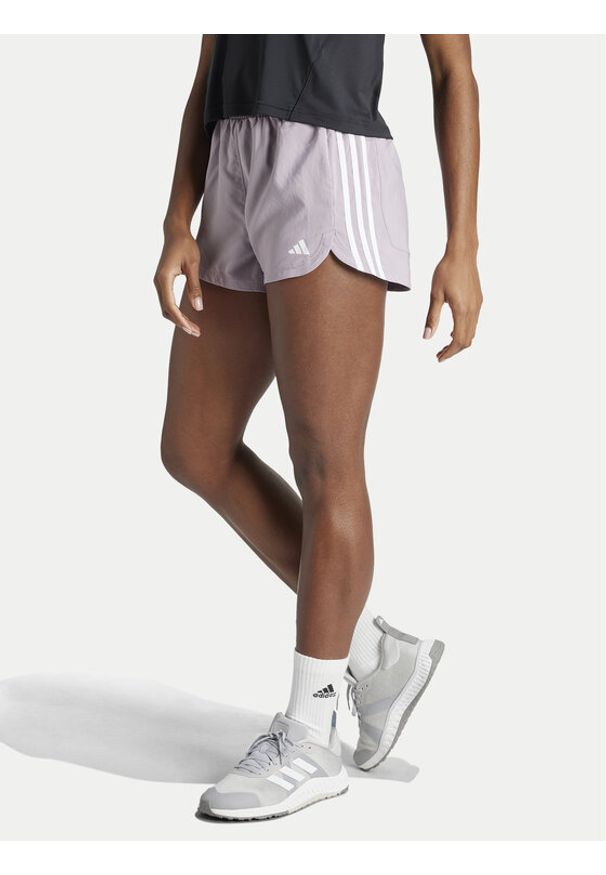 Adidas - adidas Szorty sportowe Pacer Training 3-Stripes IS2170 Fioletowy Regular Fit. Kolor: fioletowy. Materiał: syntetyk