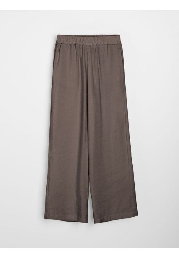 Sinsay - Spodnie wide leg z modalem - kremowy. Kolor: kremowy
