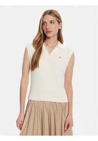 TOMMY HILFIGER - Tommy Hilfiger Sweter WW0WW45655 Écru Regular Fit. Materiał: bawełna