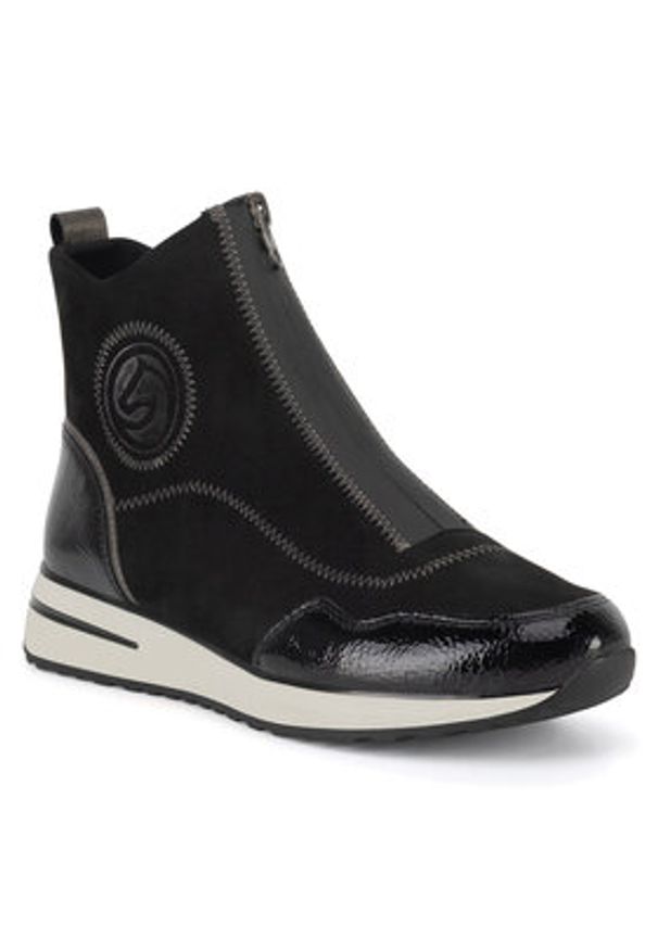 Remonte Botki D1G70-03 Czarny. Kolor: czarny. Materiał: materiał