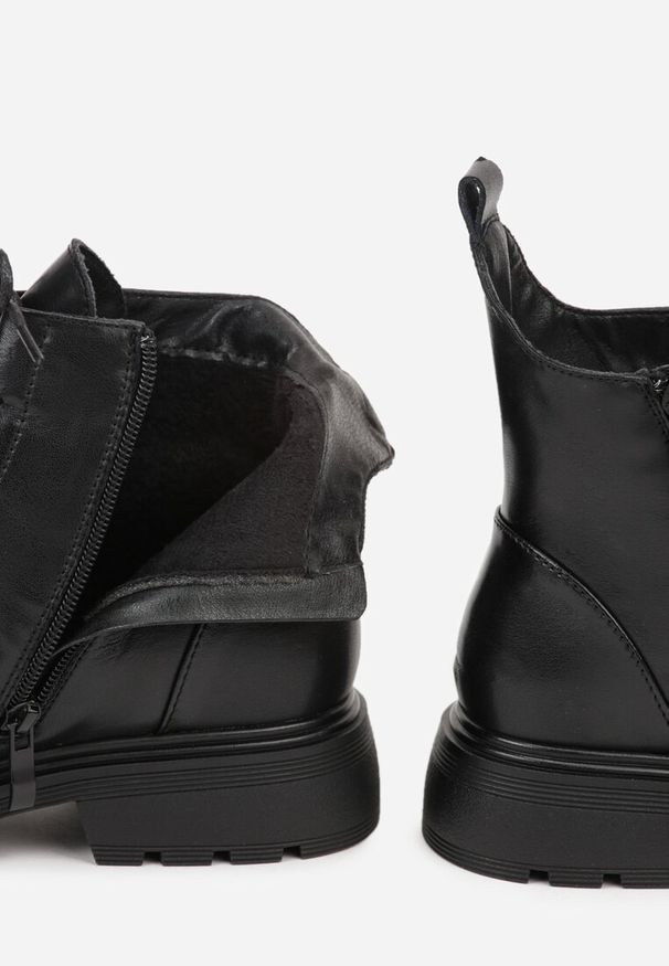Born2be - Czarne Botki Trzewiki ze Skóry Naturalnej Lilidessa. Okazja: na co dzień. Kolor: czarny. Materiał: skóra. Styl: elegancki, casual, klasyczny