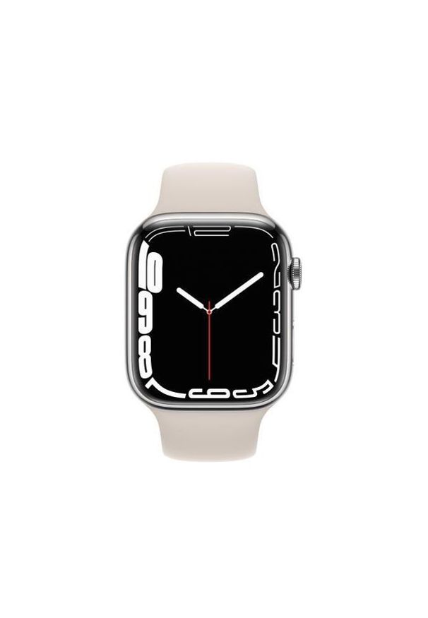 APPLE Watch Series 7 GPS + Cellular, 41mm Silver Stainless Steel Case with Starlight Sport Band - Regular. Styl: sportowy