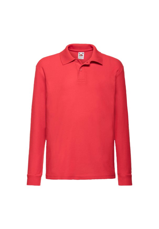 FRUIT OF THE LOOM - Koszulka Polo Z Długim Rękawem Dla Dzieci. Typ kołnierza: polo. Kolor: czerwony. Długość rękawa: długi rękaw. Długość: długie