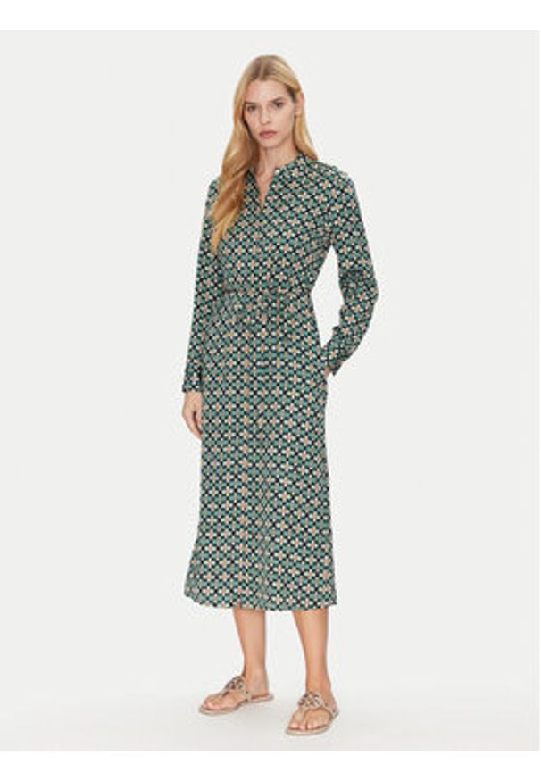 Marc O'Polo Sukienka koszulowa 500 1208 21033 Zielony Regular Fit. Typ kołnierza: polo. Kolor: zielony. Materiał: wiskoza. Typ sukienki: koszulowe