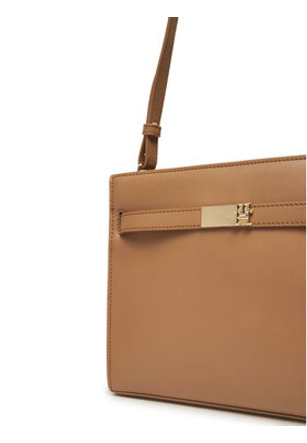TOMMY HILFIGER - Tommy Hilfiger Torebka Th Heritage Shoulder Bag AW0AW17182 Brązowy. Kolor: brązowy. Materiał: skórzane