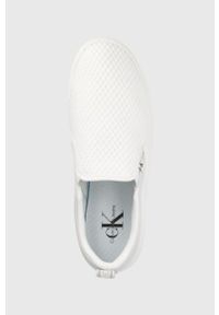 Calvin Klein Jeans tenisówki męskie kolor biały. Nosek buta: okrągły. Kolor: biały. Materiał: guma