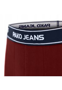 Bawełniane, Klasyczne Bokserki Męskie - Pako Jeans - Bordowe. Kolor: czerwony. Materiał: elastan, bawełna #2