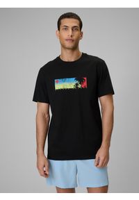 4f - 4F T-shirt regular z nadrukiem męski - czarny M. Okazja: na co dzień. Kolor: czarny. Materiał: materiał, bawełna, dzianina. Wzór: nadruk. Styl: sportowy, klasyczny, casual #1