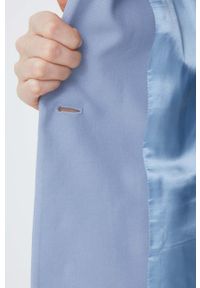 Calvin Klein marynarka kolor niebieski jednorzędowa gładka. Okazja: na co dzień. Kolor: niebieski. Materiał: tkanina, poliester. Wzór: gładki. Styl: casual, klasyczny #4