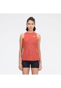 Koszulka damska New Balance WT33280ASU – pomarańczowa. Kolor: pomarańczowy. Materiał: poliester. Sezon: lato. Sport: bieganie, fitness