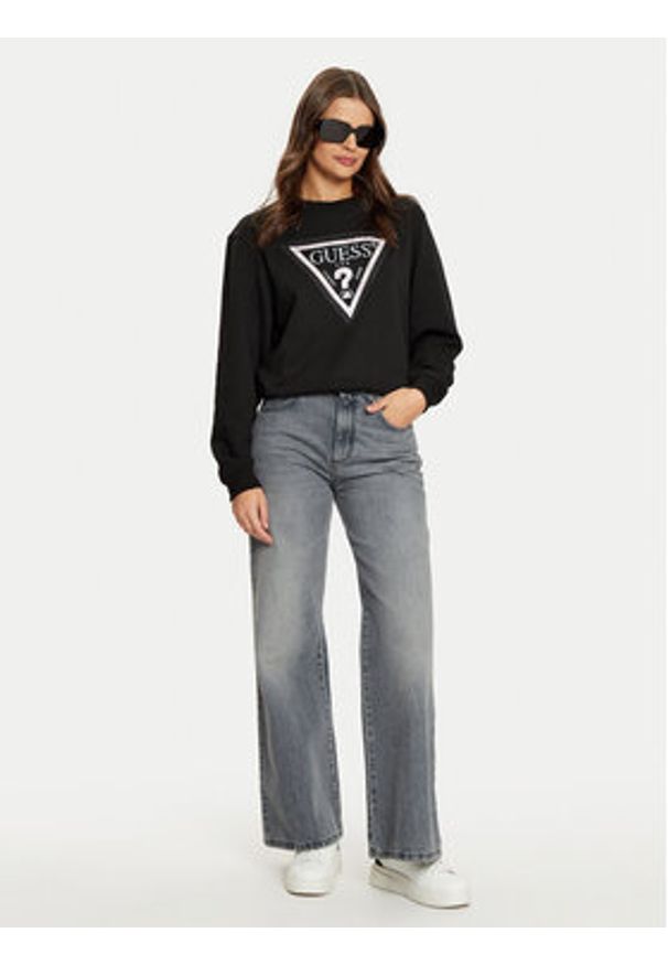 Guess Bluza W5RQ09 K8802 Czarny Regular Fit. Kolor: czarny. Materiał: bawełna