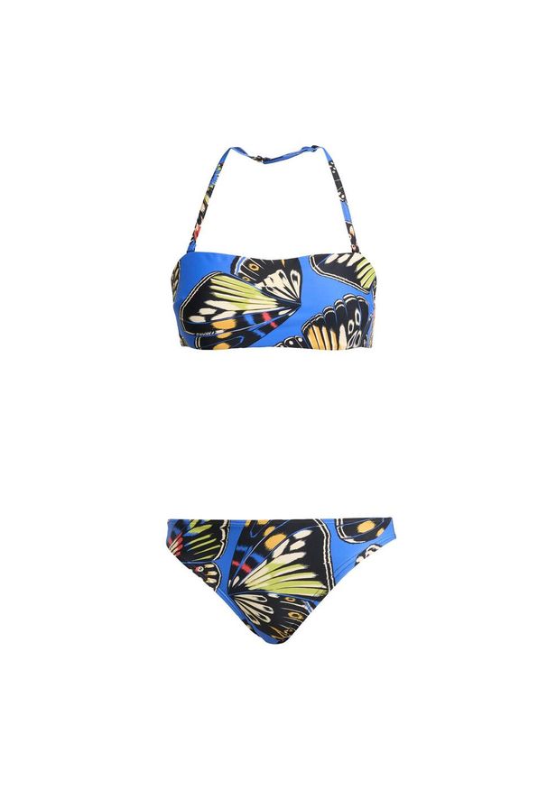 Adidas - Komplet bikini z topem bandeau adidas x FARM. Kolor: beżowy, wielokolorowy, niebieski. Wzór: kolorowy, nadruk