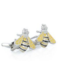 Modini - Srebrno-żółte spinki do mankietów - pszczółki L03. Kolor: srebrny, wielokolorowy, żółty #1