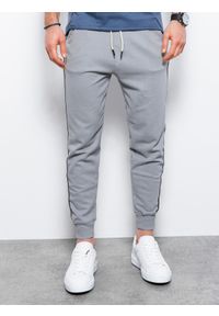 Ombre Clothing - Spodnie męskie dresowe joggery P947 - szare - XXL. Okazja: na co dzień. Kolor: szary. Materiał: dresówka. Styl: casual #10