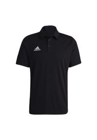 Koszulka polo do piłki nożnej męska Adidas Entrada 22 Polo z krótkim rękawem. Typ kołnierza: polo. Kolor: czarny. Materiał: poliester. Długość rękawa: krótki rękaw. Długość: krótkie