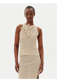 Marella Top Arak1 2513361112 Beżowy Slim Fit. Kolor: beżowy. Materiał: bawełna