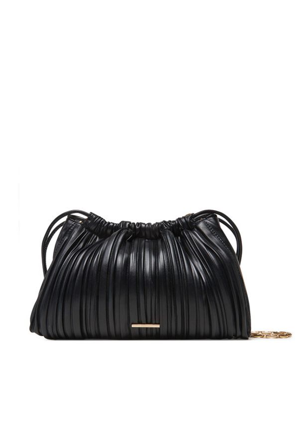 Calvin Klein Torebka Drawstring Plisse Crossbody LV04F3076G Czarny. Kolor: czarny. Materiał: skórzane