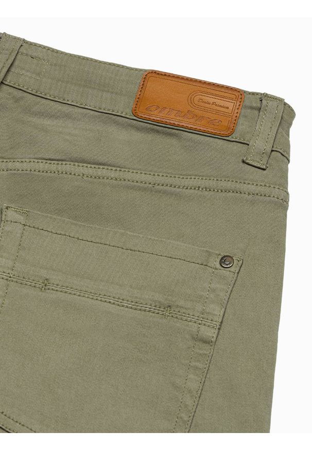 Ombre Clothing - Spodnie męskie chino P990 - khaki - XXL. Okazja: na co dzień. Kolor: brązowy. Materiał: bawełna, elastan. Styl: klasyczny, elegancki, casual